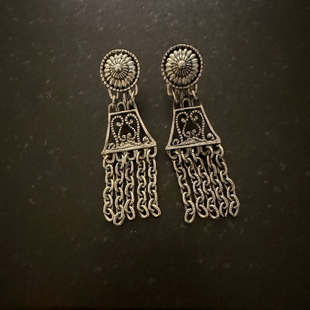 Vintage Judy Lee Egyptian Revival Style Chandelier Clip On Earrings